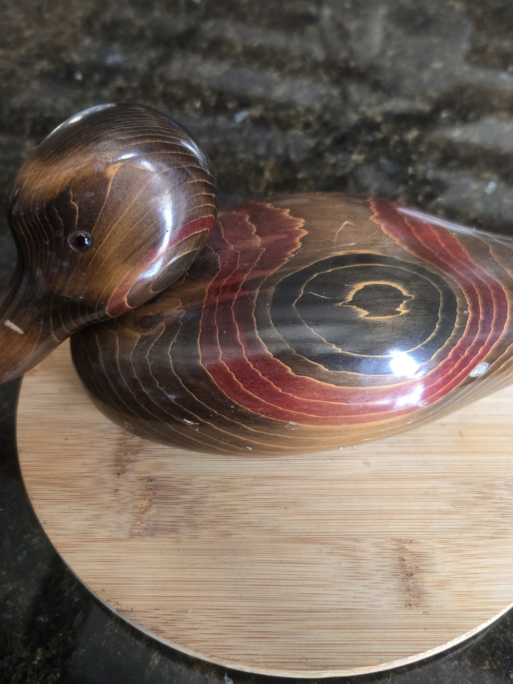 Bundy & Co Wooden Duck Decoy in Brown and Red